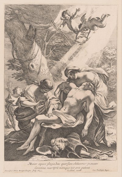 Martelaarschap van de heilige Sebastiaan Větší rytíř musí krýt údery (...) (titul na předmětu) od Francois Perrier