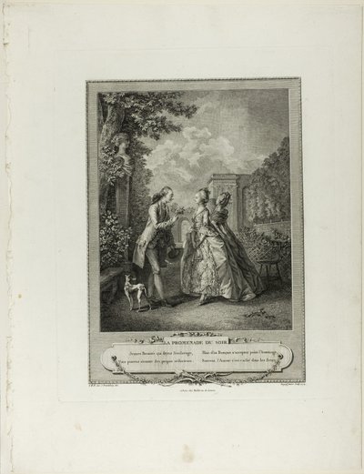 Večerní procházka, od Monument du Costume Physique et Moral de la fin du Dix-huitième siècle od Francois Robert Ingouf