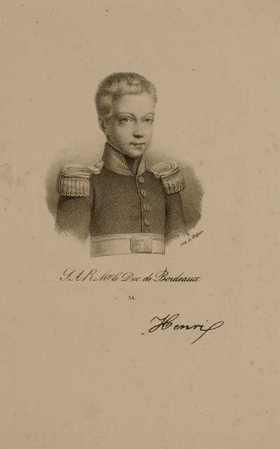 Henri Charles Ferdinand Marie Dieudonne z Francie, vévoda z Bordeaux, hrabě z Chambordu od Francois Seraphin Delpech