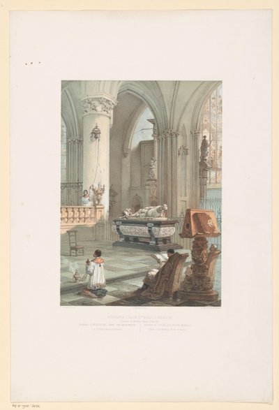 Interiér Sint-Michiel-en-Sint-Goedelekathedraal v Bruselu s hrobkou Ernsta van Oosternijka Interiér kostela St. Gudule, v Bruselu (Hrobka arcivévody Ernesta d