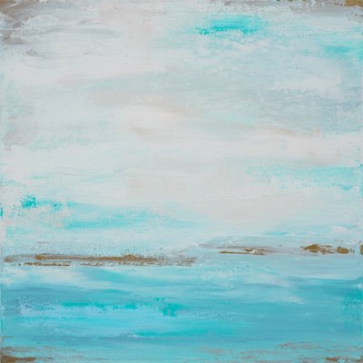 Abstraktní obraz „Tyrkysový horizont“ od Françoise Wattré