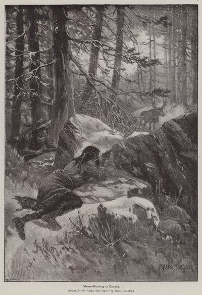 Lov losů v Kanadě (rytina) od Frank (after) Feller