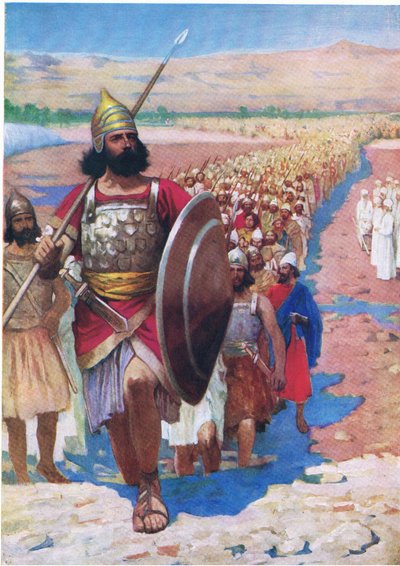 Crossing the Jordan, z The Bible Picture Book vydané Thomasem Nelsonem, kolem roku 1950 od Frank Adams