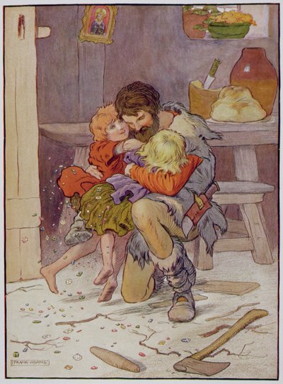 Jeníček a Mařenka se vracejí, ilustrace z „Krásné knihy říkanek, příběhů a obrázků“ od Franka Adamse, nakladatelství Blackie und Son od Frank Adams