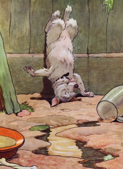 Ilustrace pro starou matku Hubbard (barevné lito) od Frank Adams