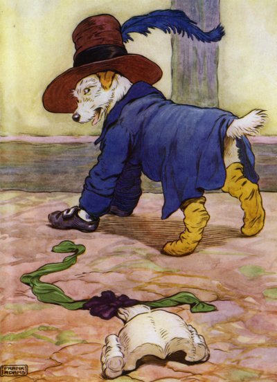 Ilustrace pro starou matku Hubbard (barevné lito) od Frank Adams