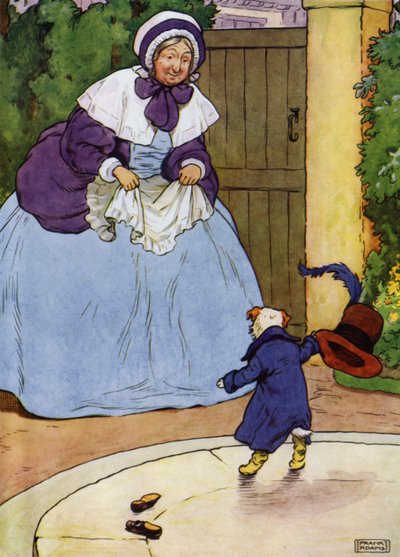 Ilustrace pro starou matku Hubbard (barevné lito) od Frank Adams