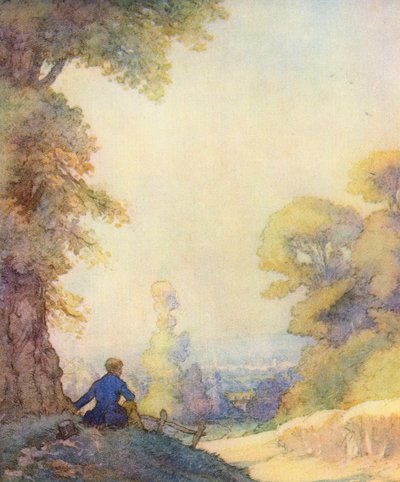 Ilustrace pro The Scholar-Gipsy od Matthew Arnold (barevné lito) od Frank Adams