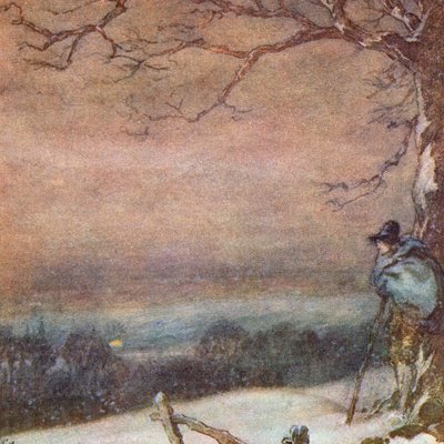 Ilustrace pro The Scholar-Gipsy od Matthew Arnold (barevné lito) od Frank Adams