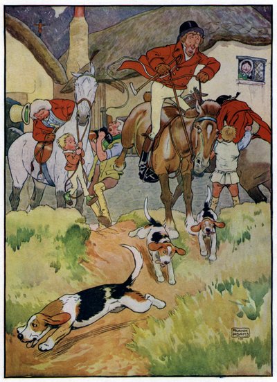 Tři veselí lovci (barevná litografie) od Frank Adams