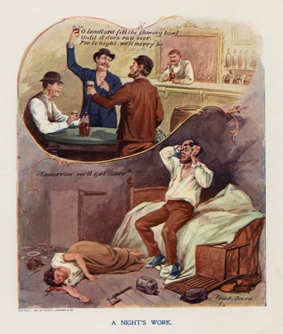 Noční práce (barevná litografie) od Frank Beard