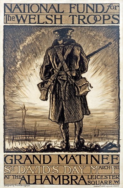 Plakát propagující fundraisingovou akci pro Národní fond pro velšské jednotky, 1. března 1915, od Frank Brangwyn
