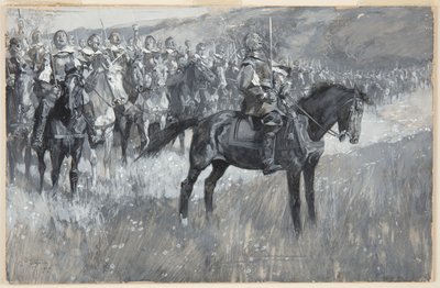 Cromwell a jeho muži zpívají 117. žalm v bitvě u Dunbaru od Frank Craig