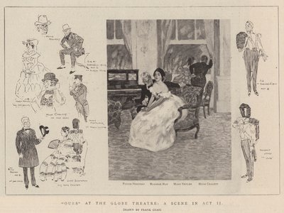 „Naše“ v divadle Globe, scéna v dějství II (litho) od Frank Craig