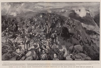 Major Thorneycrofts pod krupobitím skořápek tvrdohlavý odpor proti búrskému útoku na Spion Kop dne 24. ledna od Frank Craig