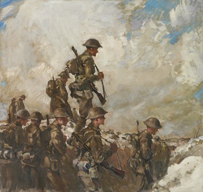 Přes mízu do Pozieres, kolem roku 1918 (olej na plátně) od Frank Crozier
