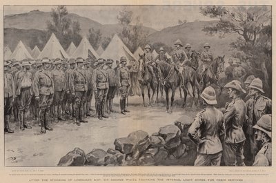 Sir George White děkuje císařské lehké jízdě za její služby po útoku na Lombard