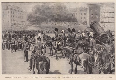 Oslava královniných narozenin v Londýně, Trooping the Colour u Horse Guards, březnová minulost od Frank Dadd