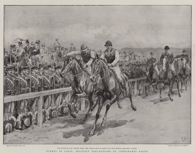 Události v Paříži, vojenská opatření na závodech Longchamps od Frank Dadd