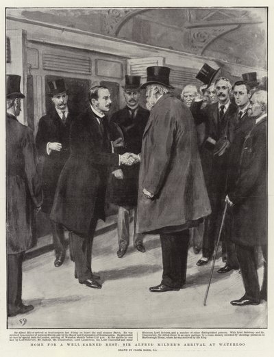 Domov pro zasloužený odpočinek, příjezd sira Alfreda Milnera do Waterloo od Frank Dadd