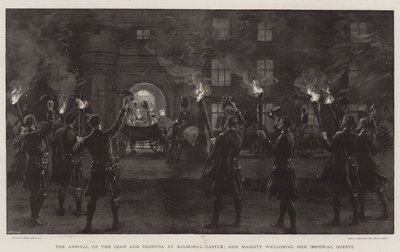 Příjezd cara a carevny na zámek Balmoral, Její Veličenstvo vítá své císařské hosty od Frank Dadd