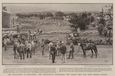 Evakuace Newcastlu, obyvatelé rozebírající Laager, který postavili před odjezdem od Frank Dadd