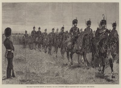 The Great Volunteer Review ve Windsoru, čestná dělostřelecká rota pochodující kolem královny od Frank Dadd