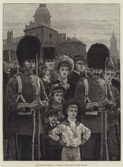 Narozeniny královny, skica na průvodu koňských stráží od Frank Dadd