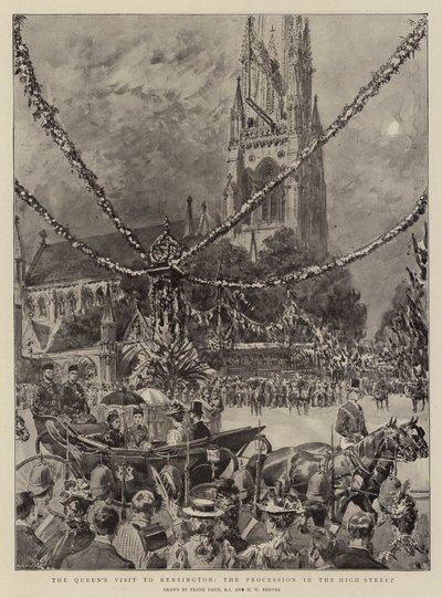 Návštěva královny v Kensingtonu, procesí na High Street od Frank Dadd