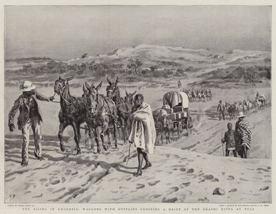 Povstání v Rhodesii, vozy se zásobami překračující záplavu řeky Shashi v Tuli od Frank Dadd