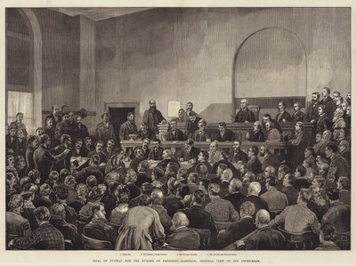 Soud s Guiteauem za vraždu prezidenta Garfielda, celkový pohled na soudní síň od Frank Dadd