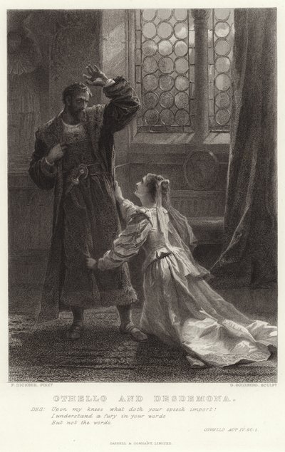 Othello a Desdemona, Othello, dějství IV, Sc 2 od Frank Dicksee