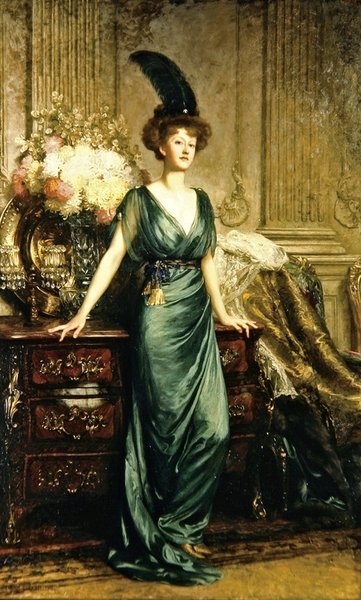 Portrét ctihodné paní Ernest Guinessové (olej na plátně) od Frank Dicksee
