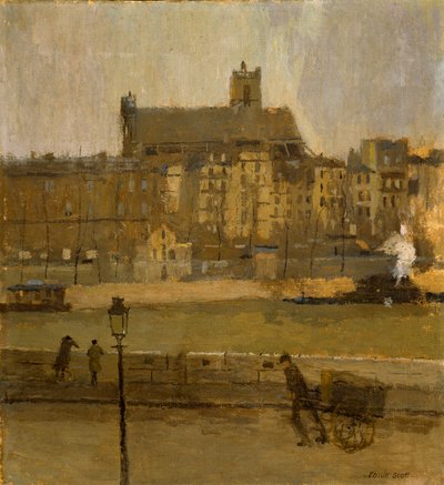 Quai de la Seine, kostel St. Gervais, n.d. od Frank Edwin Scott