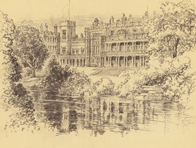 Knowsley Hall (litografie) od Frank Greenwood