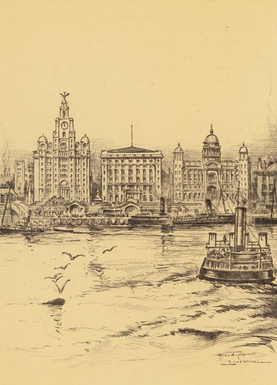 Liverpool, The New Water Front (litografie) od Frank Greenwood