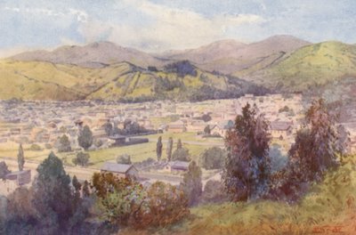 Nový Zéland: Nelson (barevná litografie) od Frank H Wright