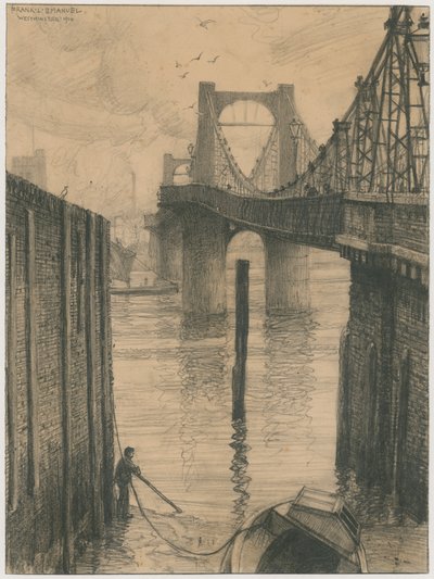 Chelsea Suspension Bridge (rytina) od Frank Lewis Emanuel