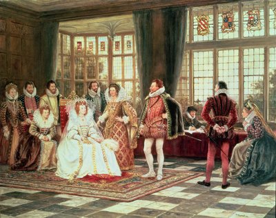 Královna Alžběta I. (1533-1603) na dvoře od Frank Moss Bennett