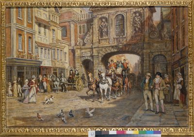 Královská pošta projíždějící Temple Bar od Frank Moss Bennett