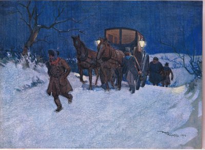 Blízko konce cesty, cca 1920 (barevná litografie) od Frank Reynolds