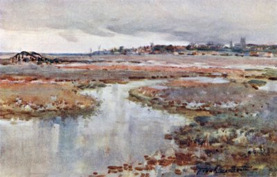 Blakeney, charakteristická krajina (barevná litografie) od Frank Southgate