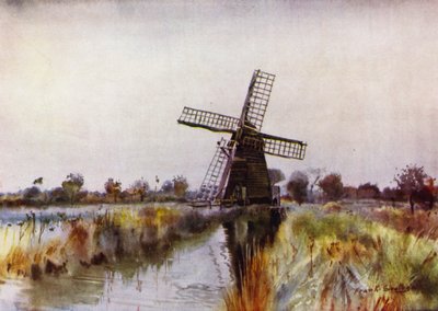 Norfolk Broads: Drenážní mlýn poblíž Barton, podzim od Frank Southgate