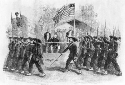 Pochod Garibaldiho gardy před prezidentem Lincolnem, 1861-1865 (cca 1880) od Frank Vizetelly