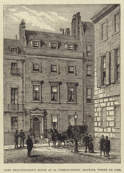 Lord Beaconsfield House v 19, Curzon-Street, Mayfair, kde zemřel od Frank Watkins