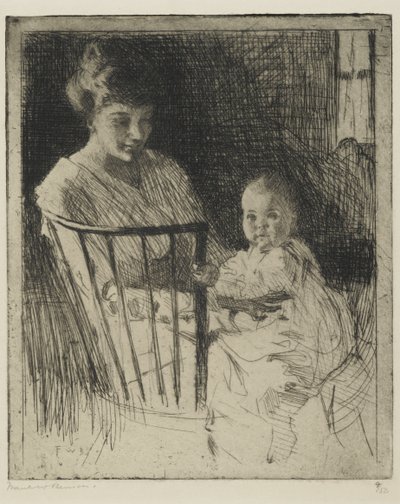 Matka a dítě (lept s nějakou suchou jehlou) od Frank Weston Benson