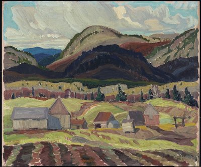 Farm Buildings, La Cloche, 1932 (olej na laminovaném kartonu) od Franklin Carmichael
