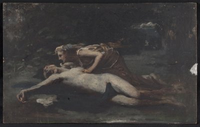 Pyramus a Thisbe, asi 1875 (olej na dřevě) od François Alfred Delobbe