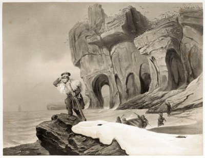 Medvědí ostrov z cest po Skandinávii, Laponsku, Špicberkách a Feroes, hospoda. 1852 (rytina) od François Auguste Biard