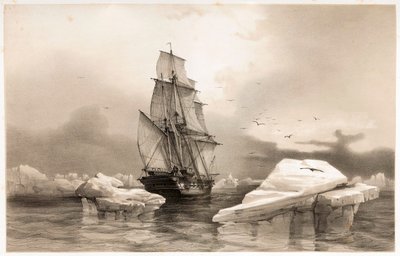 Corvettte La Recherche near Bear Island on 7th August, 1838,  from Voyages en Scandinavie, 1852.    1200267   cs       czech Successfully Translated  Original: The Wandering Jew: Cover Translat: The Wandering Jew: Cover 1310568 cs czech Successfully Transl od François Auguste Biard
